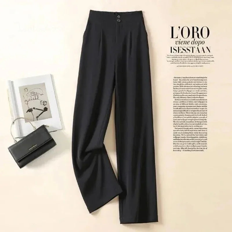 Suit Wide Leg Pants for Women in Summer with A High Waistline  2023 New Loose and Slim Straight Tube Casual Chiffon Pants
