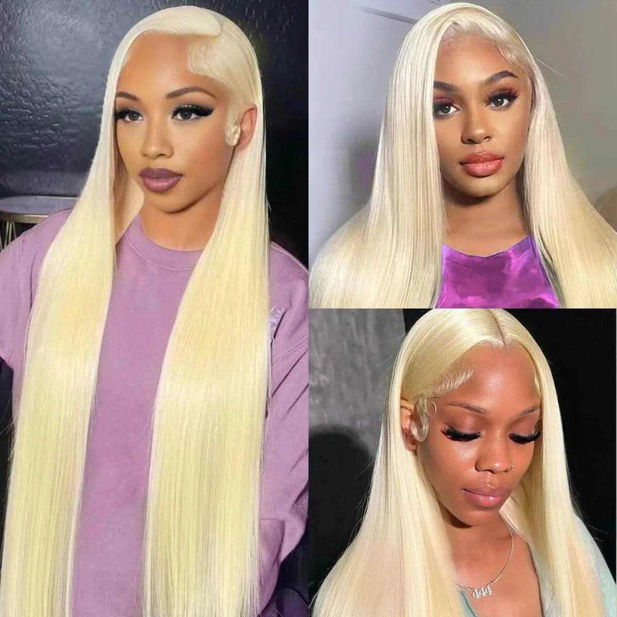 13x6 Bone Straight  Lace Frontal Honey Colored Human Hair Wig 613 Blonde Transparent Lace Front Closure Wigs for Black Women