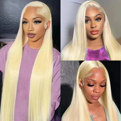 13x6 Bone Straight  Lace Frontal Honey Colored Human Hair Wig 613 Blonde Transparent Lace Front Closure Wigs for Black Women