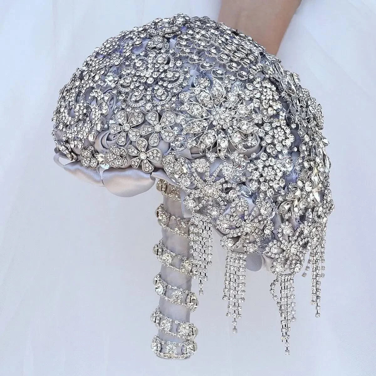 Rhinestone Jewellery  Brooch Bouquet Silk Wedding Flowers |Bridal Wedding