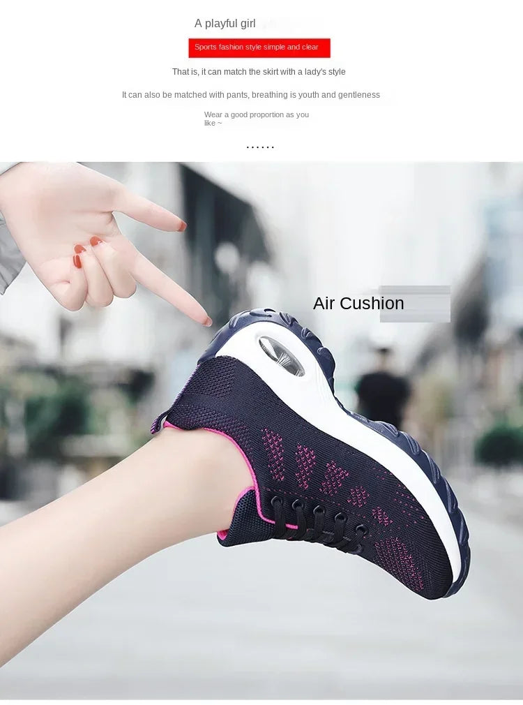 Woman Sneakers Fashion Casual Shoes Summer Air Cushion Mesh Female Shoes Comfortable Breathable Heightening Sneakers for Women