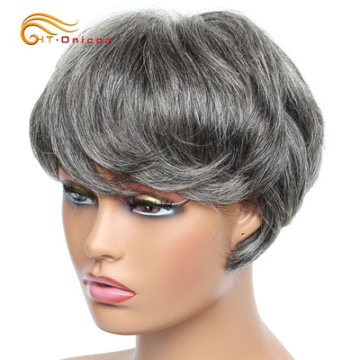 Cheap Human Hair Wigs Short Bob Pixie Cut Wig Human Hair For Women perruque cheveux humain Brazilian Colored Wig Machine Made