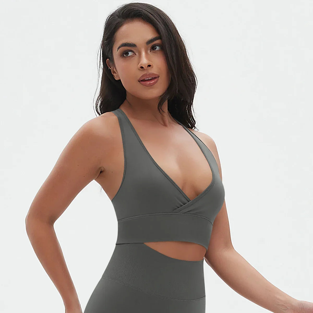 Women Sports Bra High Support Impact Ruched Fitness Underwear Gym Yoga Top Workout Clothes Push-up Corset Padded Activewear