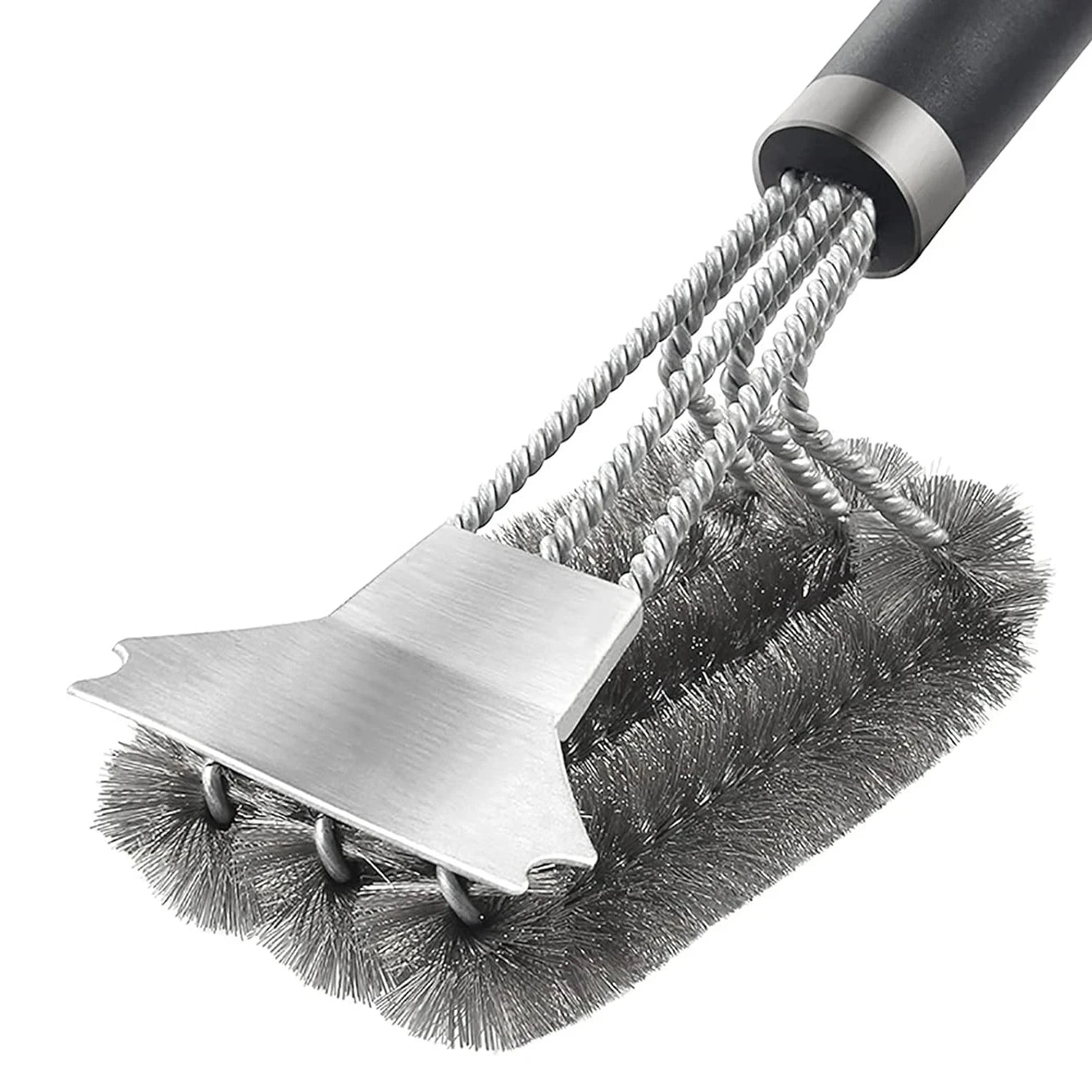 BBQ Grill Barbecue Kit Cleaning Brush Stainless Steel Cooking Tools Kitchen Accessories Wire Bristles Triangle Cleaning Brushes