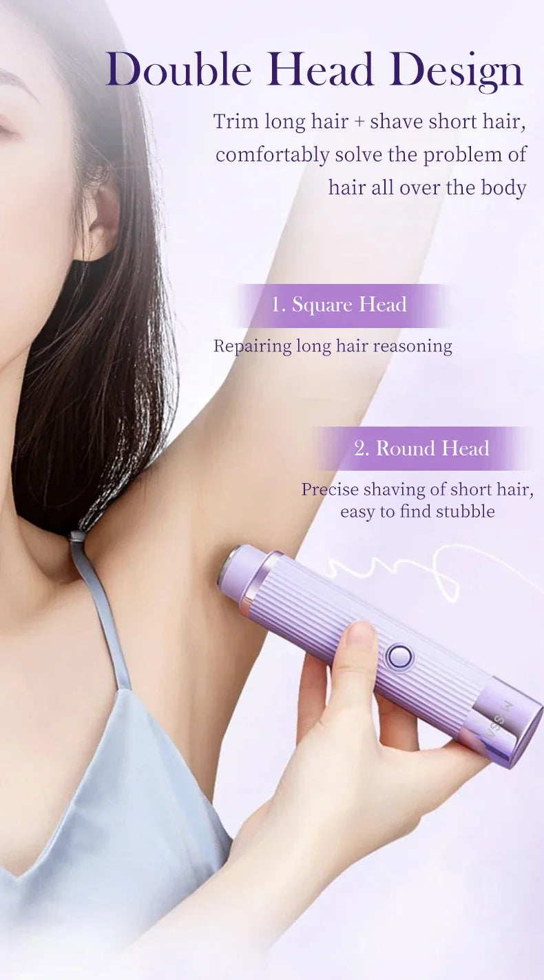 Electric Razors for Women 2in1 Bikini Trimmer Facial Mustache Shavers for Ladies Body Underarms Legs Portable Painless Epilator