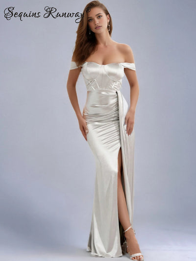 Sexy slip corset prom evening dresses for women 2025 elegant luxury birthday party dress bodycon maxi satin summer dress vestido