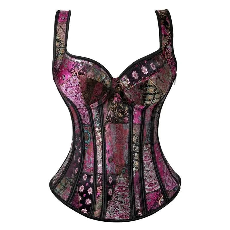 Women Corset with Straps Black Overbust