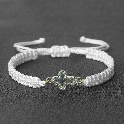 High Quality Crystal Hollow Cross Braided Bracelet Prayer Healing Bangle&Pulsera Chain Women Yoga Jewelry Gift