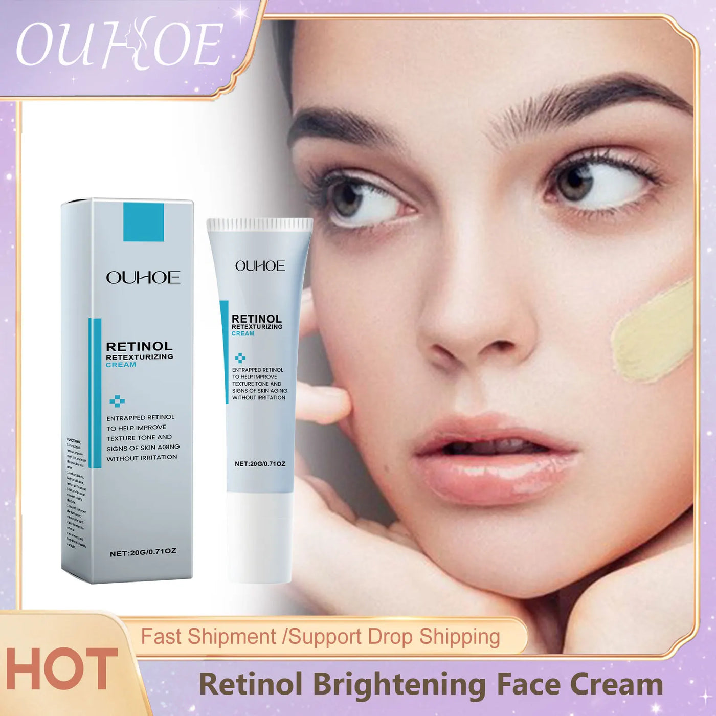 Retinol Wrinkle Removing Cream Firming Moisturizing Improve Dullness Glowing Skin Care Soothing Refreshing Face Repairing Cream