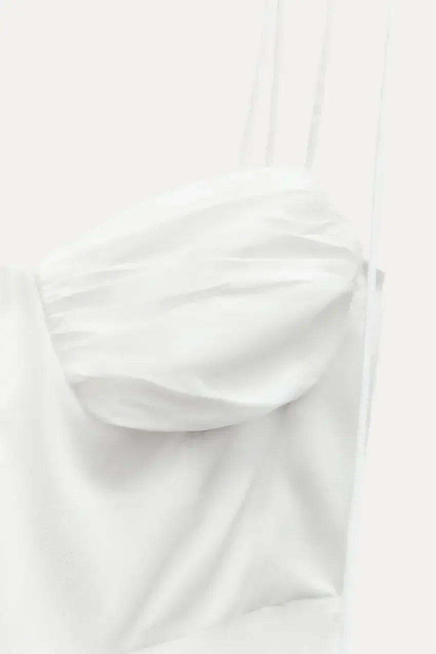 ZBZA Women's Tiered Poplin Dress Sweetheart Neckline Adjustable Bow Straps Sleeveless Camisole Midi Dress New Female Chic Dress