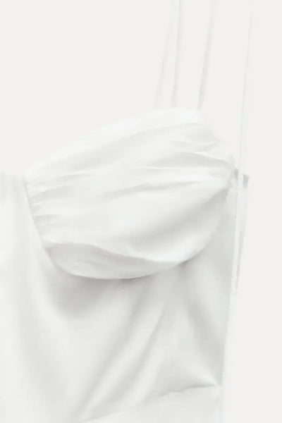 ZBZA Women's Tiered Poplin Dress Sweetheart Neckline Adjustable Bow Straps Sleeveless Camisole Midi Dress New Female Chic Dress