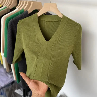 2025 Summer New T-shirts for Women Elegant Fashion Short Sleeve T-shirt Female Trend Tops Ladies Tees Basic Tops Clothing