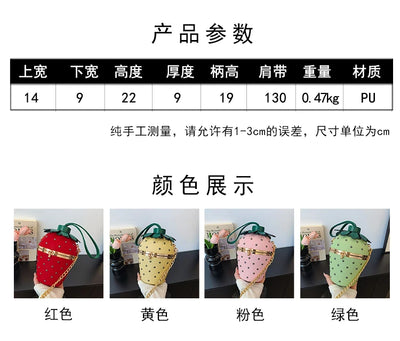 Designer Bolsos women  Shoulder Strawberry shaped rivet  Little Hand Bags Sac Handbags For Girls Ladies Purses And Crossbody