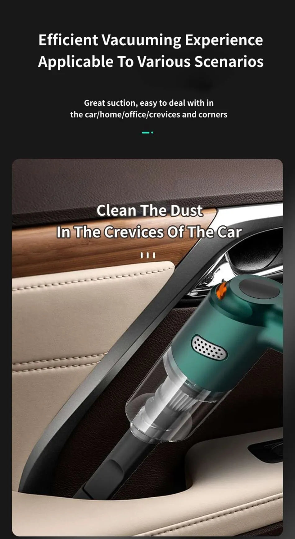 Portable Mini Car Vacuum Cleaner Rechargeable Handheld Automotive Vacuum Cleaner For Car Dust Catcher Cyclone Suction