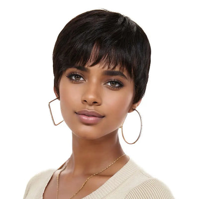 Short Blonde Wig with Bangs Short Pixie Cut Wig Human Hair 613 Blonde Human Hair Wig for Women Full Machine Party Cosplay Wigs