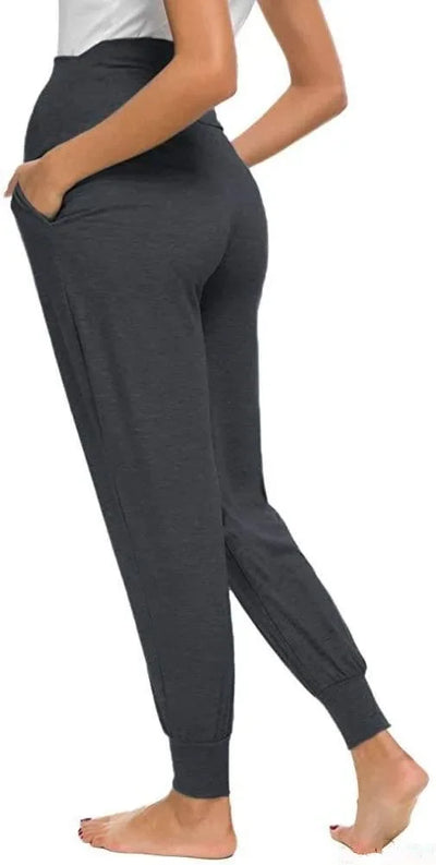 Spring Maternity Women's Casual Pants Premama Solid High Waist Strechy Lounge Trousers For Pregnant Women Joggers With Pockets
