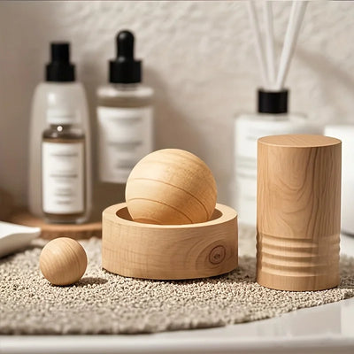 Car Wooden Essential Oil Diffusers-Spherical Design Natural Fragrance Dispersion Bedroom Decor Diffuser Car Home Room Fragrance