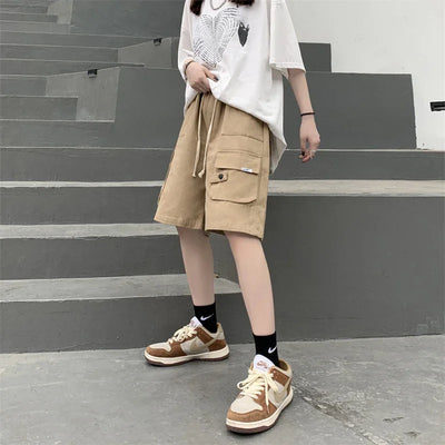 Women's Summer Cargo Shorts Elastic Waist Drawsting Comfy Cotton Loose Shorts