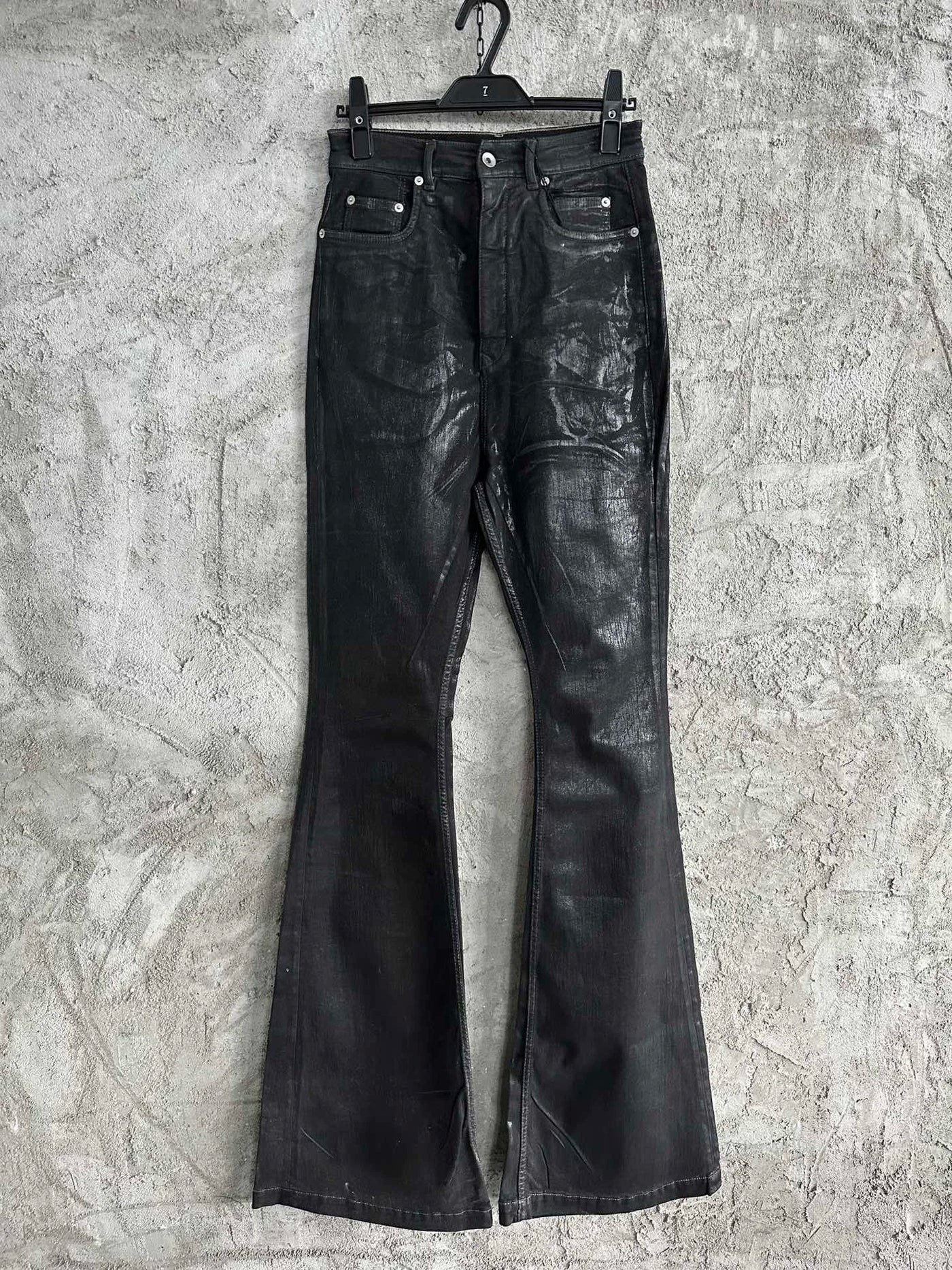 Owen Seak Men Oil wax Denim Jeans Classic Gothic Men's Coated Casual High Street Straight Hip Hop Women Solid Jeans Loose Pants