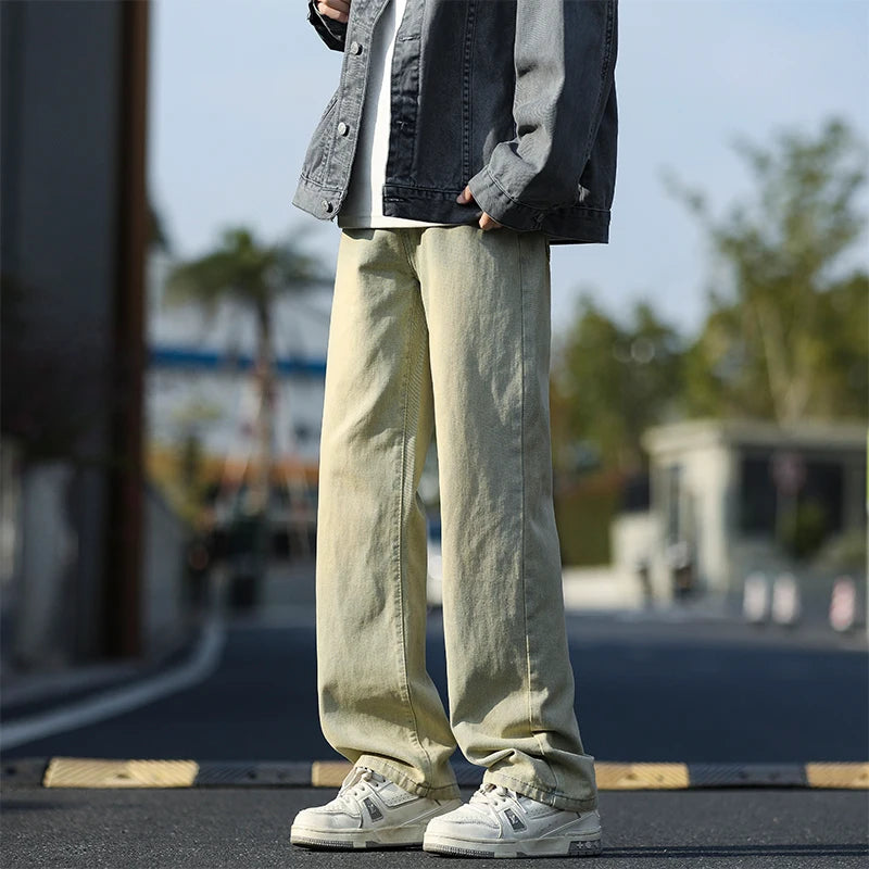 2025 New Men's Baggy Casual Jeans Male High Street Straight Leg Denim Pants American Classic Retro Autumn Casual Long Trousers