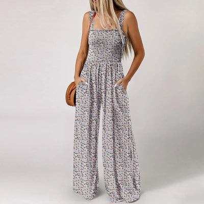 Summer Sexy Sling Jumpsuits Women'S Fashion Printed Loose Pencil Pants Casual Streetwear Elegant Party Female Spaghetti Rompers