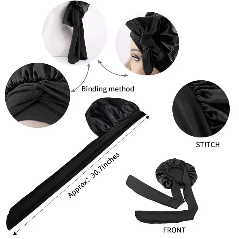 Satin Bonnet Silk Bonnet Adjustable Bonne For Sleeping Hair Bonnet With Tie Band Bonnets For Women Men