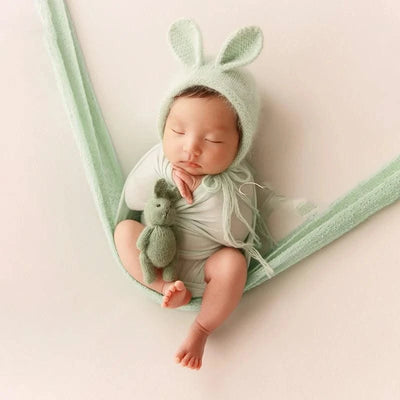 Knitted Handmade Rabbit Hat | New-born Photography Props |Adjustable Infant/ Baby  Headwear