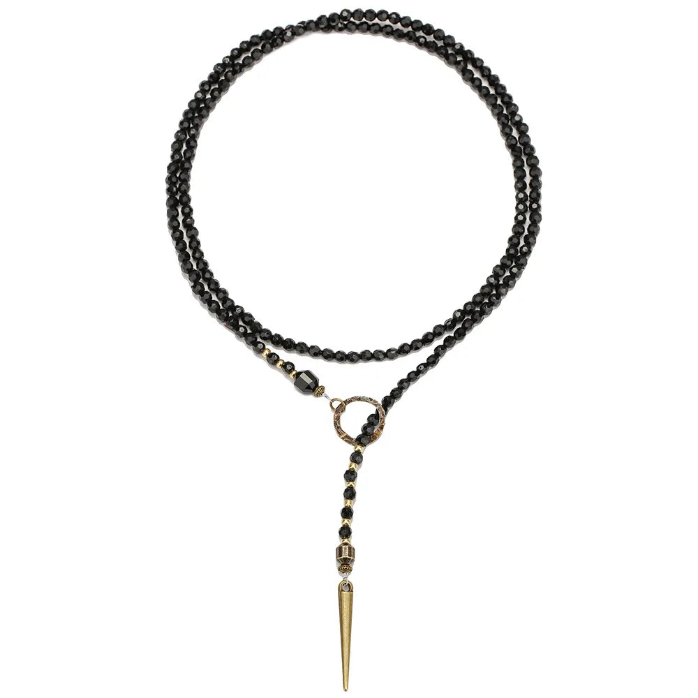 Black Bead Necklace Women'S Bold Long Boho Statement Stacked Layered Chain Choker Gothic Punk Festival Jewelry Gift For Her