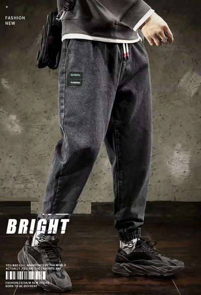 Spring Designer Fashion Men Jeans Retro Black Gray Vintage Casual Denim Harem Pants Ripped Jeans Men Wide Leg Taper Men Jeans