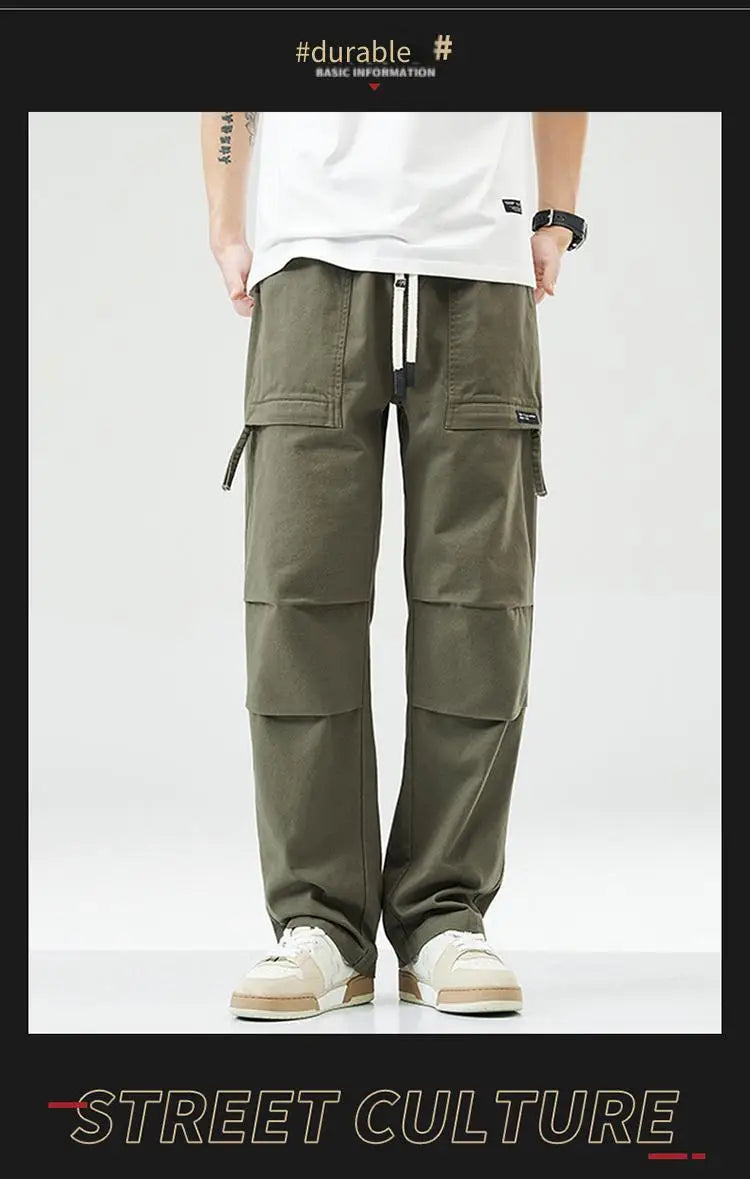Trousers Male Y2k American Casual Multi-bag Loose Straight Trousers Sport Men's Clothing Male Jeans Pants New in Pants Man Set