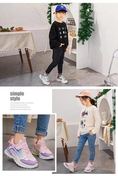 Children's Sports Shoes for Boys Girls Running Sneakers Air Mesh Fashion Classic Boys Casual Shoes Breathable White Blue Pink