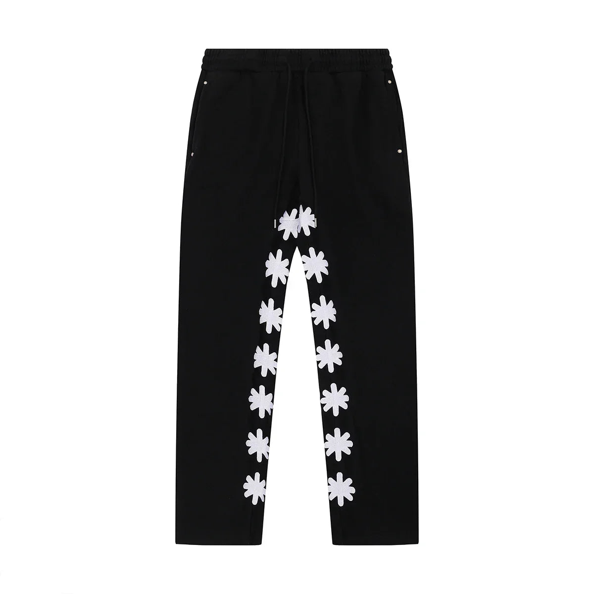 High Street Logo Embroidery Baggy Terry Sweatpants for Men and Women Joggers Loose Casual Sweat Pants Drawstring Trousers