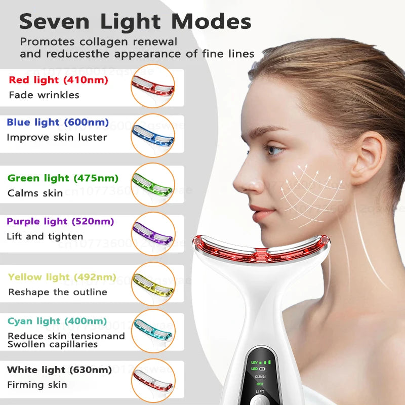 Neck Face Device Vibration Massage for Face and Neck Face Lifting Machine Microcurrents Red Light Therapy Anti Wrinkle