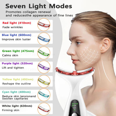 Neck Face Device Vibration Massage for Face and Neck Face Lifting Machine Microcurrents Red Light Therapy Anti Wrinkle