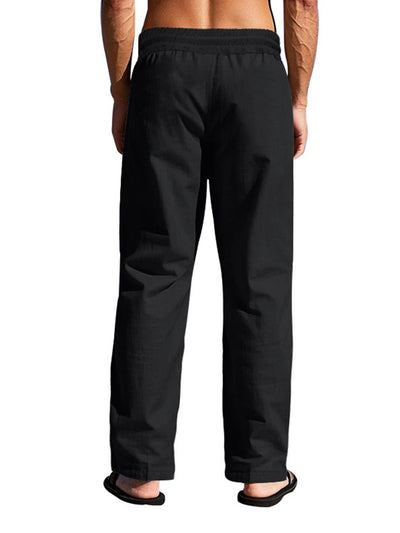 Men's Casual Trousers 2025 Spring/Summer New Man Large Size white Straight trousers Solid Beach black Fitness Pants S-XXXL