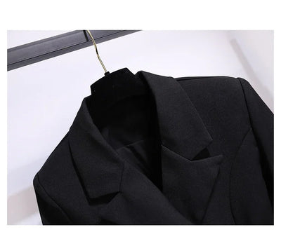 Blazer Women 2025 Spring New Fashion Women Clothing Suit Skirt Jacket Belt Waist Slim Suit Women Blazer Long Coat Black Blazers