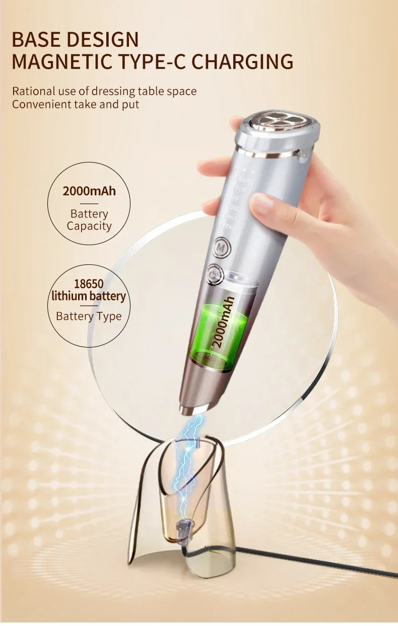 High Frefruquency RF Neck Face Beauty Device Anti-aging Remove Double Chin EMS Facial Lifting Warm Facial Massager