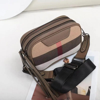 Genuine Leather Fashion Camera Bag Women Luxury Crossbody Shoulder Bags Messebger Canvas Brand Designer Handbags Square Black