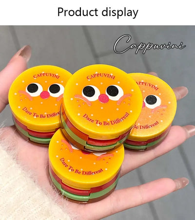 Cappuvini Butter Hamburger Lip Mud Matte Soft Mist Cute Hamburger Whitening Makeup Lipstick Valentine's Day