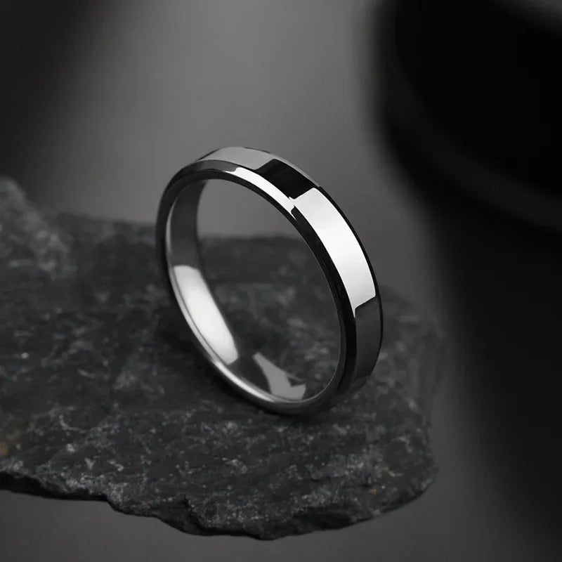 Engraving Letter Name Rings for Women Stainless Steel Jewelry Customized Personalized 4mm Ring Engagement Wedding Couple Gifts