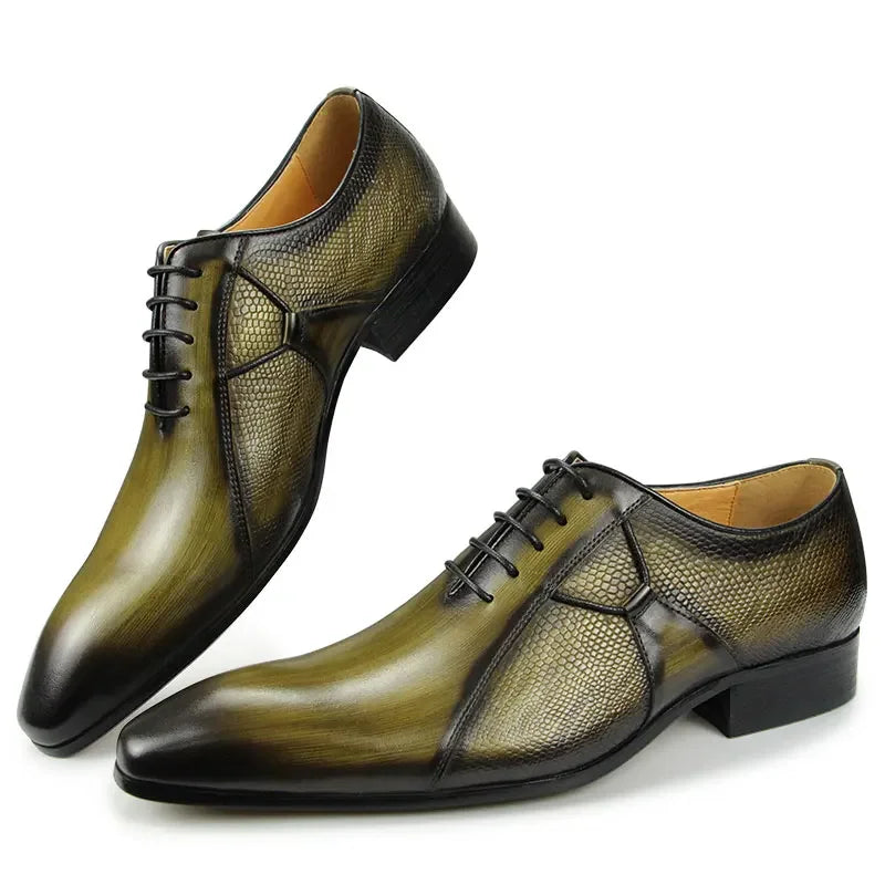 Men's Oxfords Leather Shoes for Male Office Formal Social Elegant Fashion Poited Toe Wedding Party High Quality Dress Offic Shoe