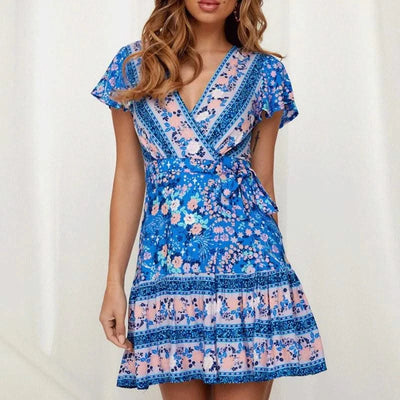 Elegant Women's Dresses Summer Bohemian Dress Vestidos Curtos Mujer Kadın Elbisesi Yazlık Kısa Elbiseler Midi Elbiseler Robe Ete
