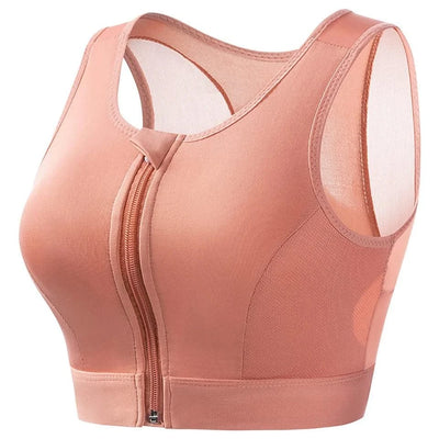 Plus Size Sports Bra for Women High-Strength Shock-Absorbing Gathering Top Running Zipper No Steel Bracket Underwear Yoga Vest