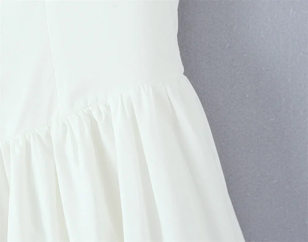 Women's Dress 2025 New Fashion Summer  White Bow Midi Dresses for Women Elegant Chic Ladies Dress