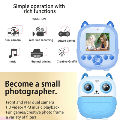 Children Digital Camera Instant Print Toys For Kids Thermal Print Camera HD 1080P Instant Photo Printing Camera Video Toys Gift