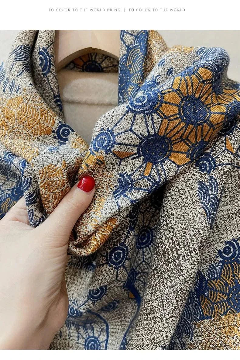 women's autumn and winter silk and wool dual purpose high-end scarves  large