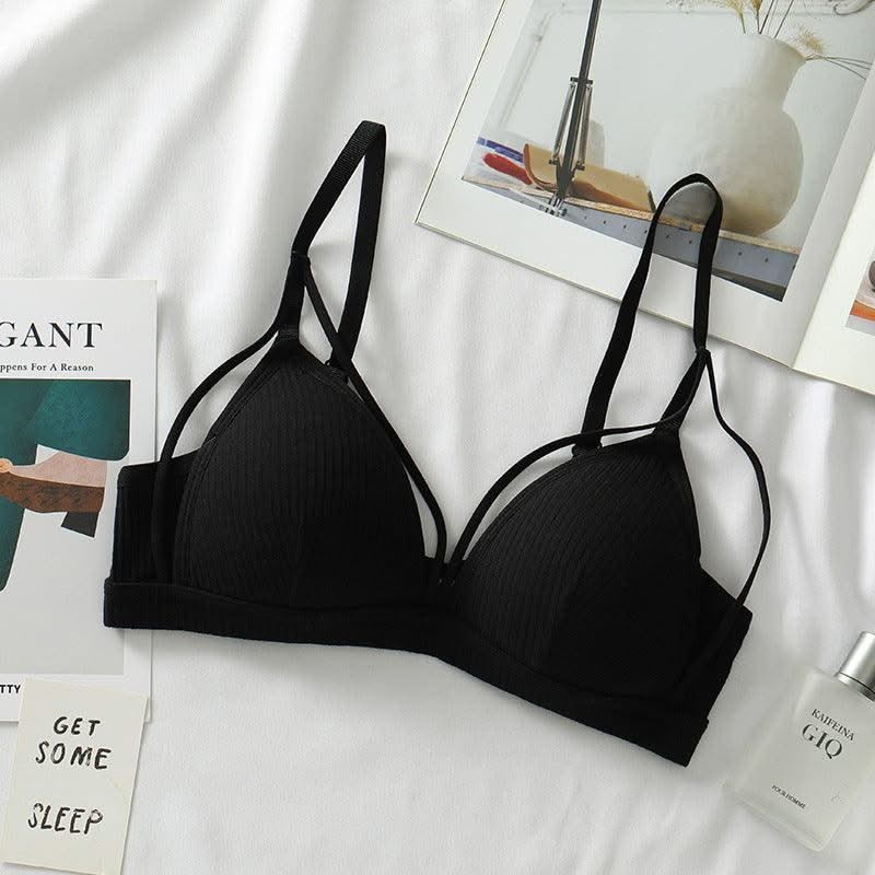 Cotton Bra For Women Push Up Bralette Sexy Lingerie Deep V Backless Comfort Small Breast Thin Pad Bra Female Cotton Underwear