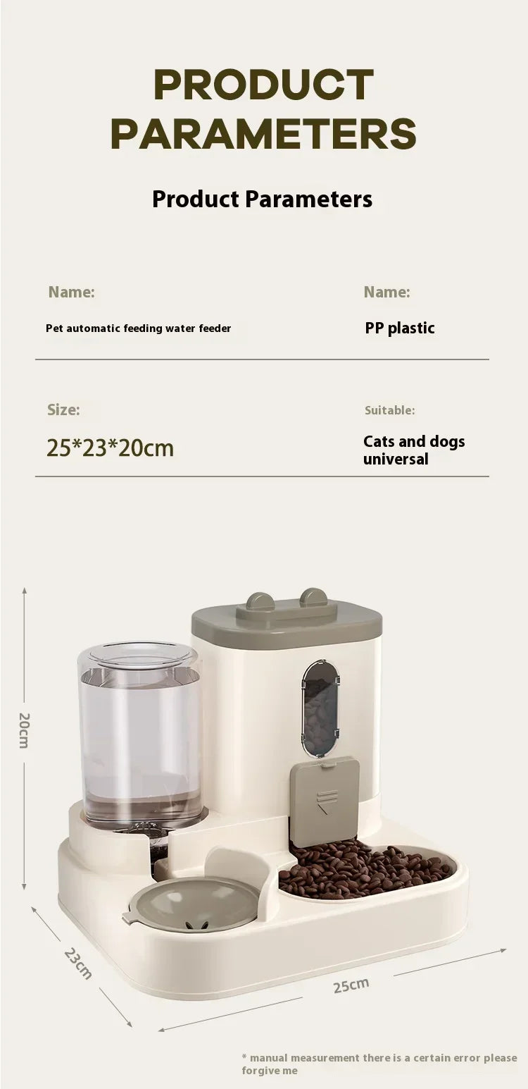 Dog Auto Feeder and Water Dispenser Gravity Food Feeder and Waterer Set with Pet Food Bowl Universal Pet Products
