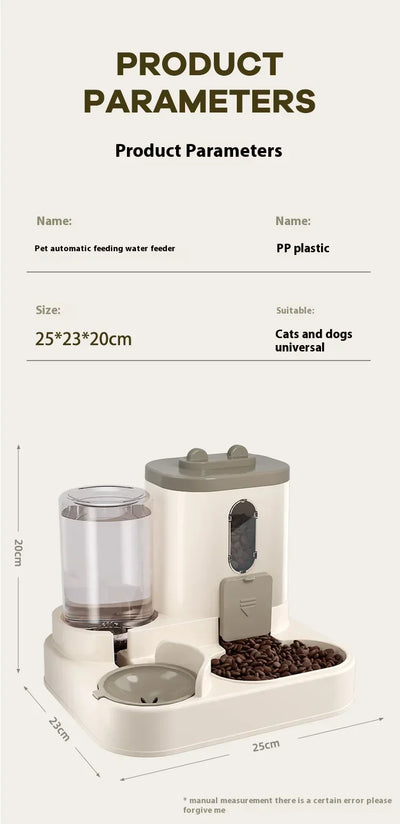 Dog Auto Feeder and Water Dispenser Gravity Food Feeder and Waterer Set with Pet Food Bowl Universal Pet Products