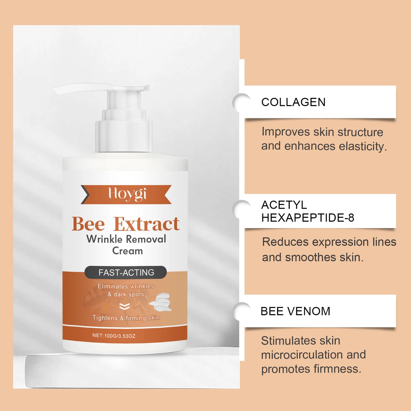 Bee Venom Firming Face Cream Reduce Fine Lines Lifting Nourishing Repair Wrinkle Removal Body Cream Anti Aging Smooth Skin Care